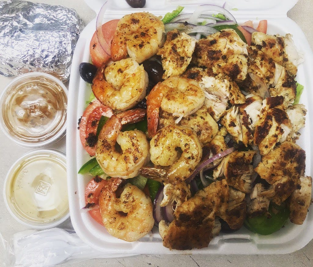 Order Chicken & Shrimp over Garden Salad - Small food online from A-1 Pizza store, Hartford on bringmethat.com