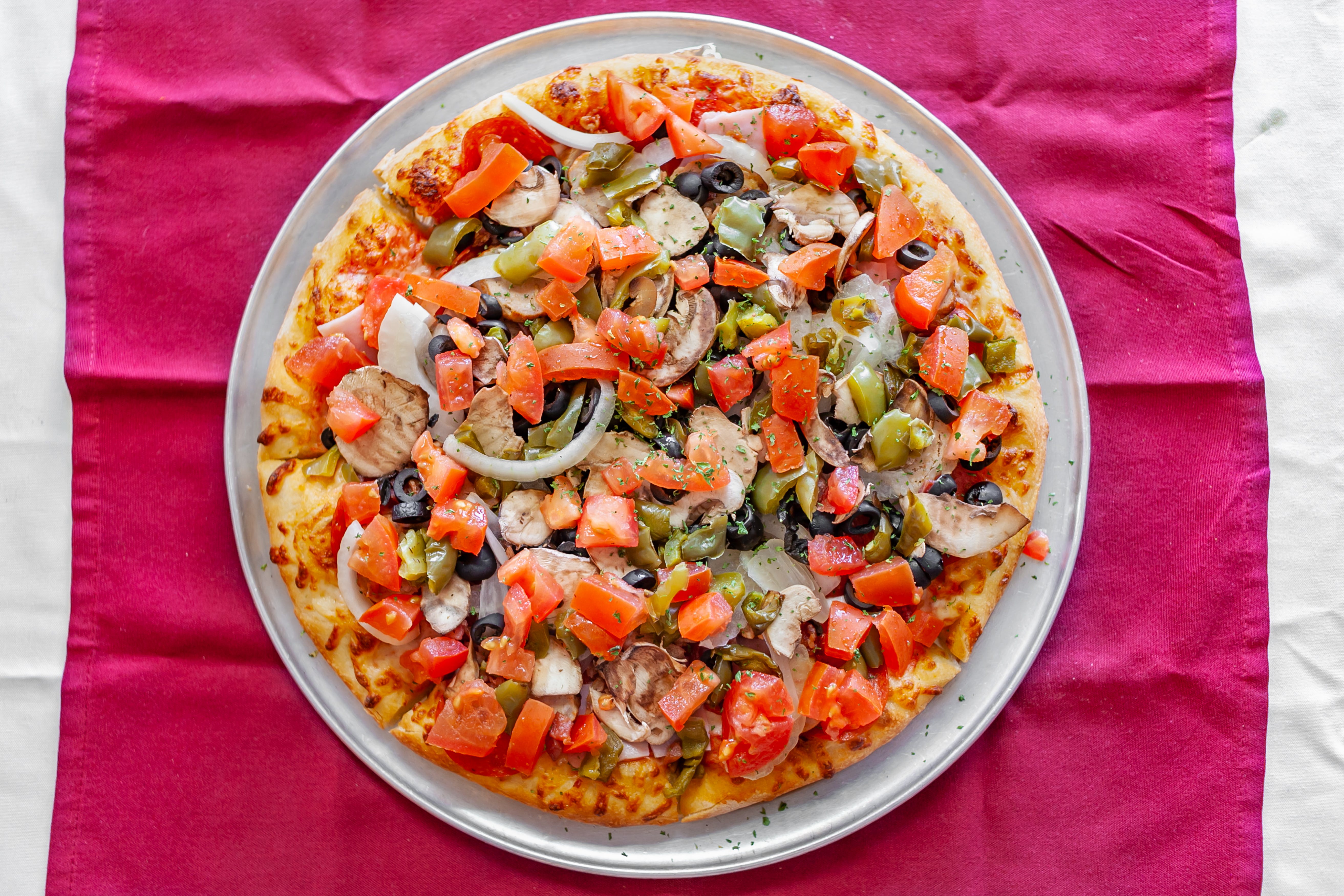 Order Veggie Pizza - Medium 12'' (8 Slices) food online from I Love NYC Pizza store, Orlando on bringmethat.com