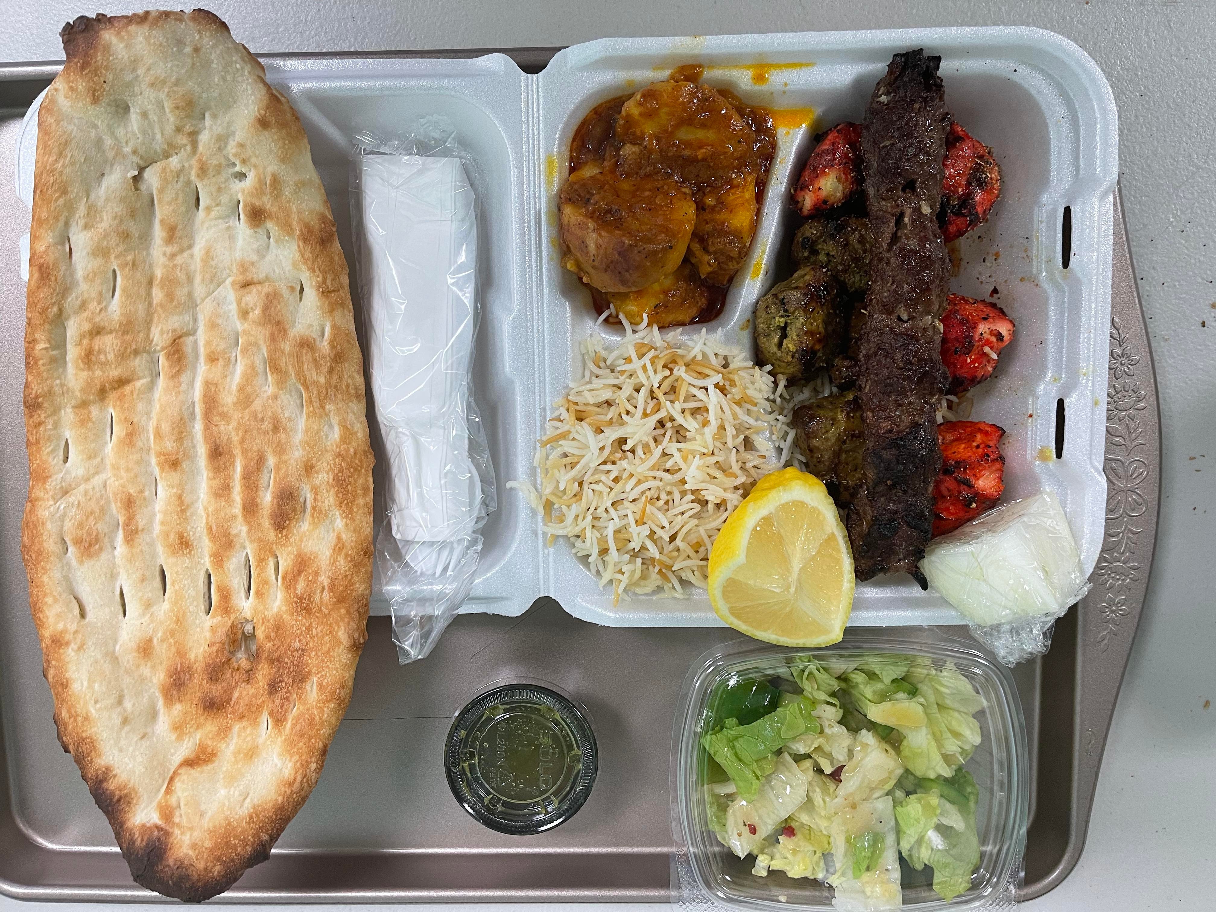 Order 5. Deluxe Kabob Special food online from Kabob Restaurant store, Fredericksburg on bringmethat.com