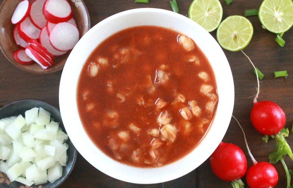 Order Chicken Pozole food online from Taqueria Maria And Ricardo store, Brooklyn on bringmethat.com