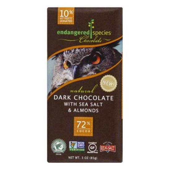 Order Endangered Species Almond Sea Salt Dark Chocolate (3 oz) food online from 7-Eleven By Reef store, Atlanta on bringmethat.com