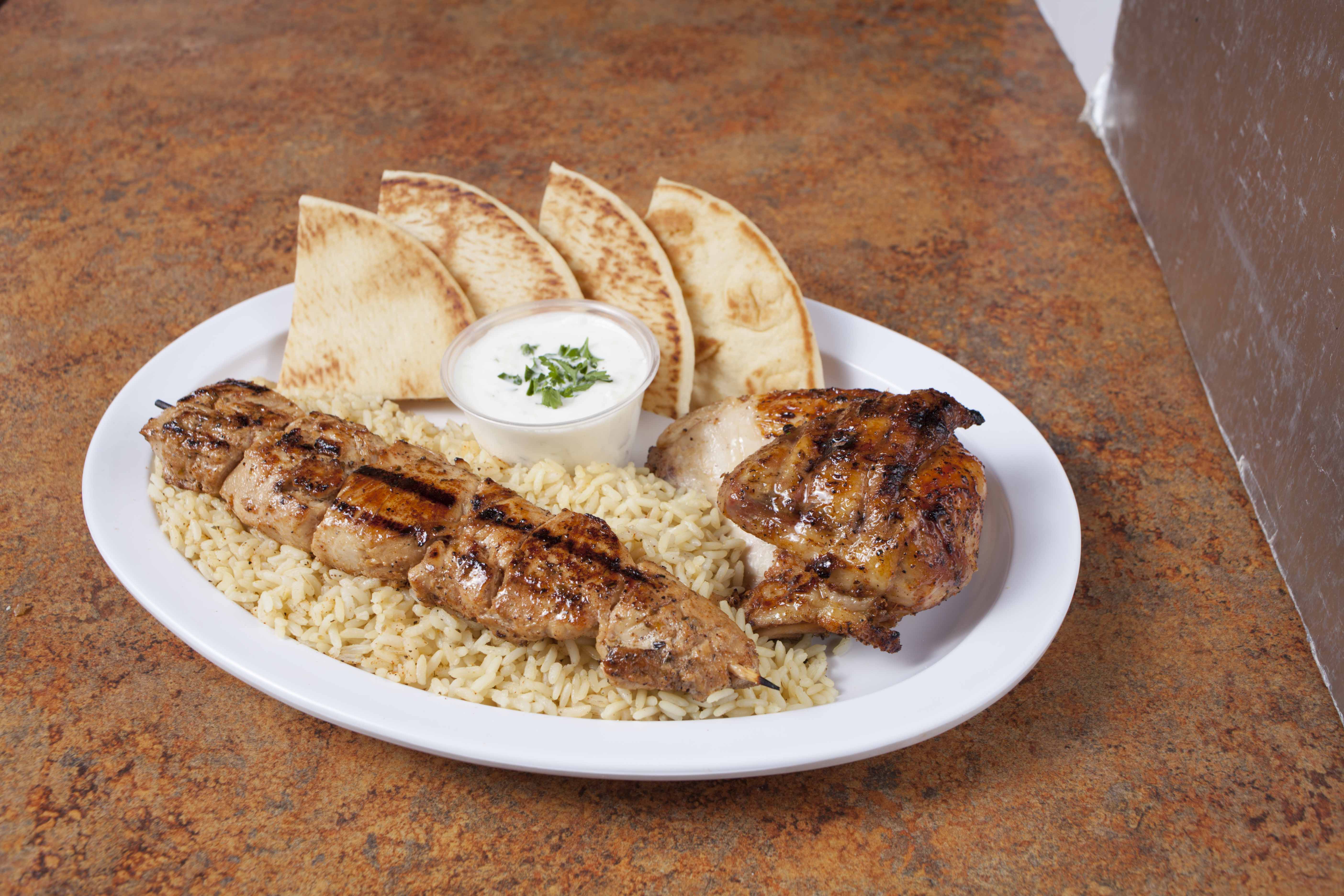 Order 6. 1/4 Chicken, Chicken Kabob and Side Order Combo food online from Greek Chicken store, Las Vegas on bringmethat.com