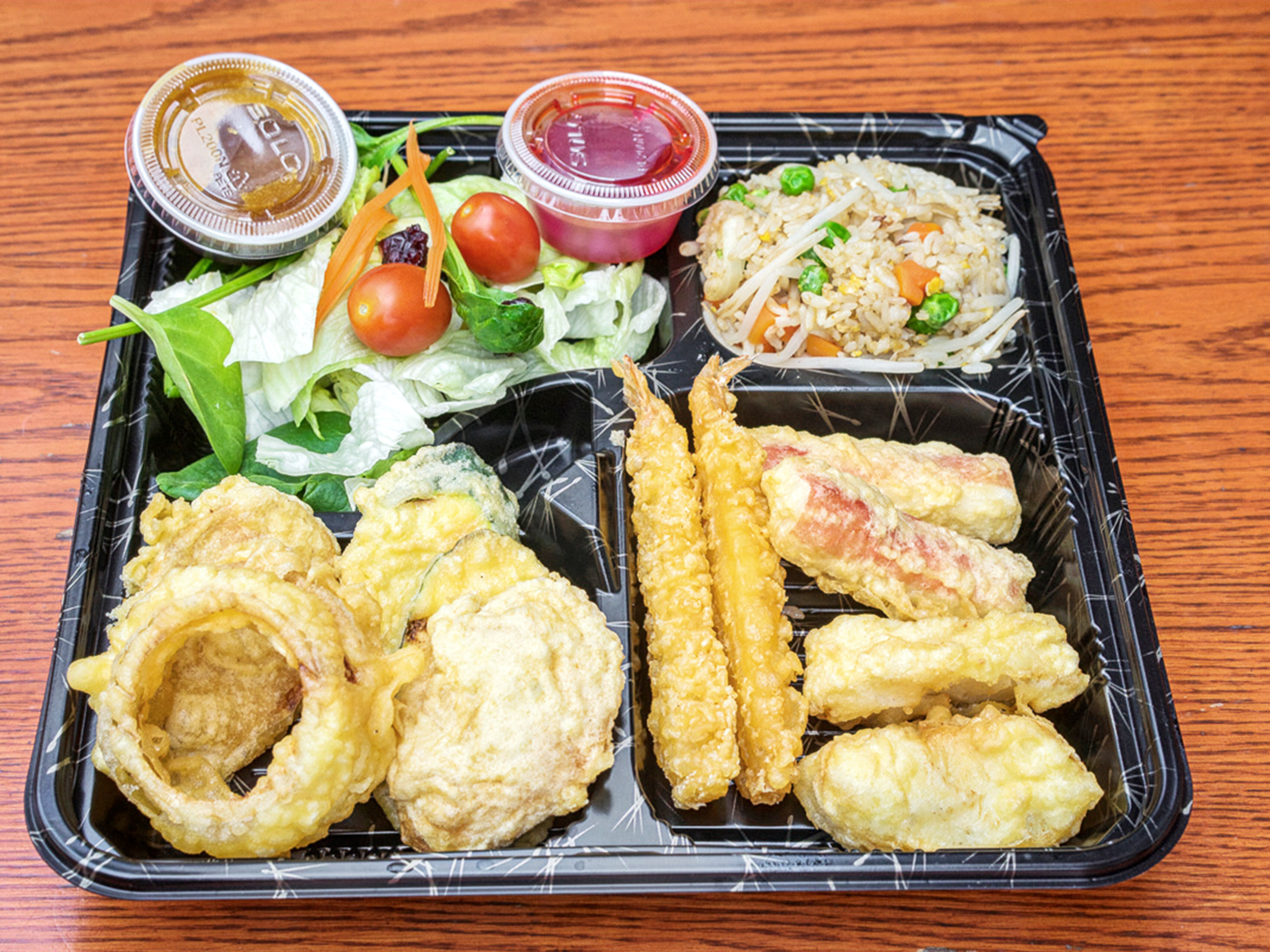 Order Seafood Combo Tempura Bento food online from Saku Asian Kitchen store, Oxnard on bringmethat.com