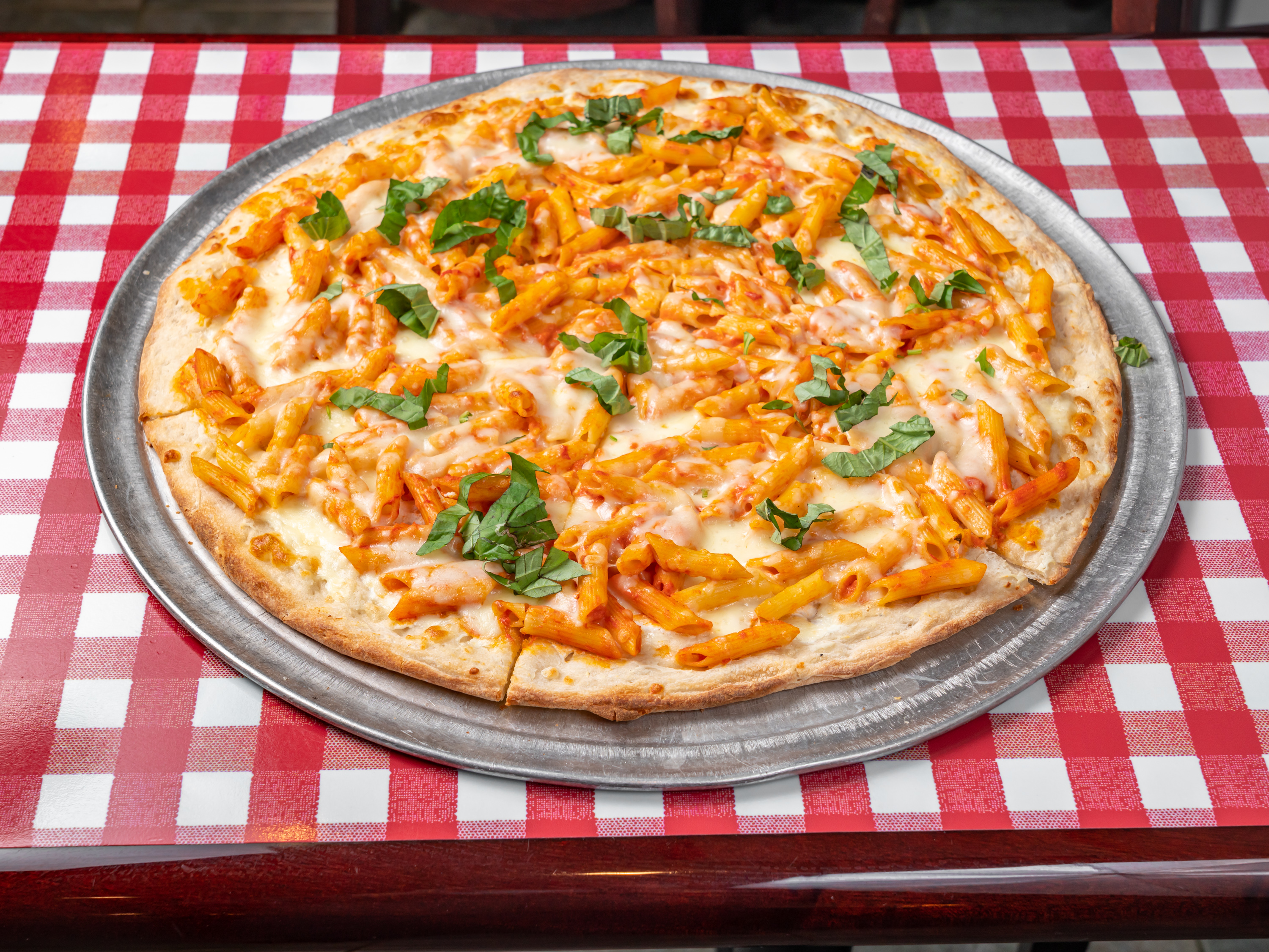 Order White Penne Vodka Pizza food online from Anthony Francos Pizza store, Ramsey on bringmethat.com