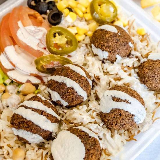 Order Falafel Balls Over  Rice food online from Abu Omar Halal store, Houston on bringmethat.com