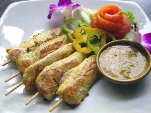 Order 4. Chicken Satay food online from Sticky Rice Restaurant store, Modesto on bringmethat.com