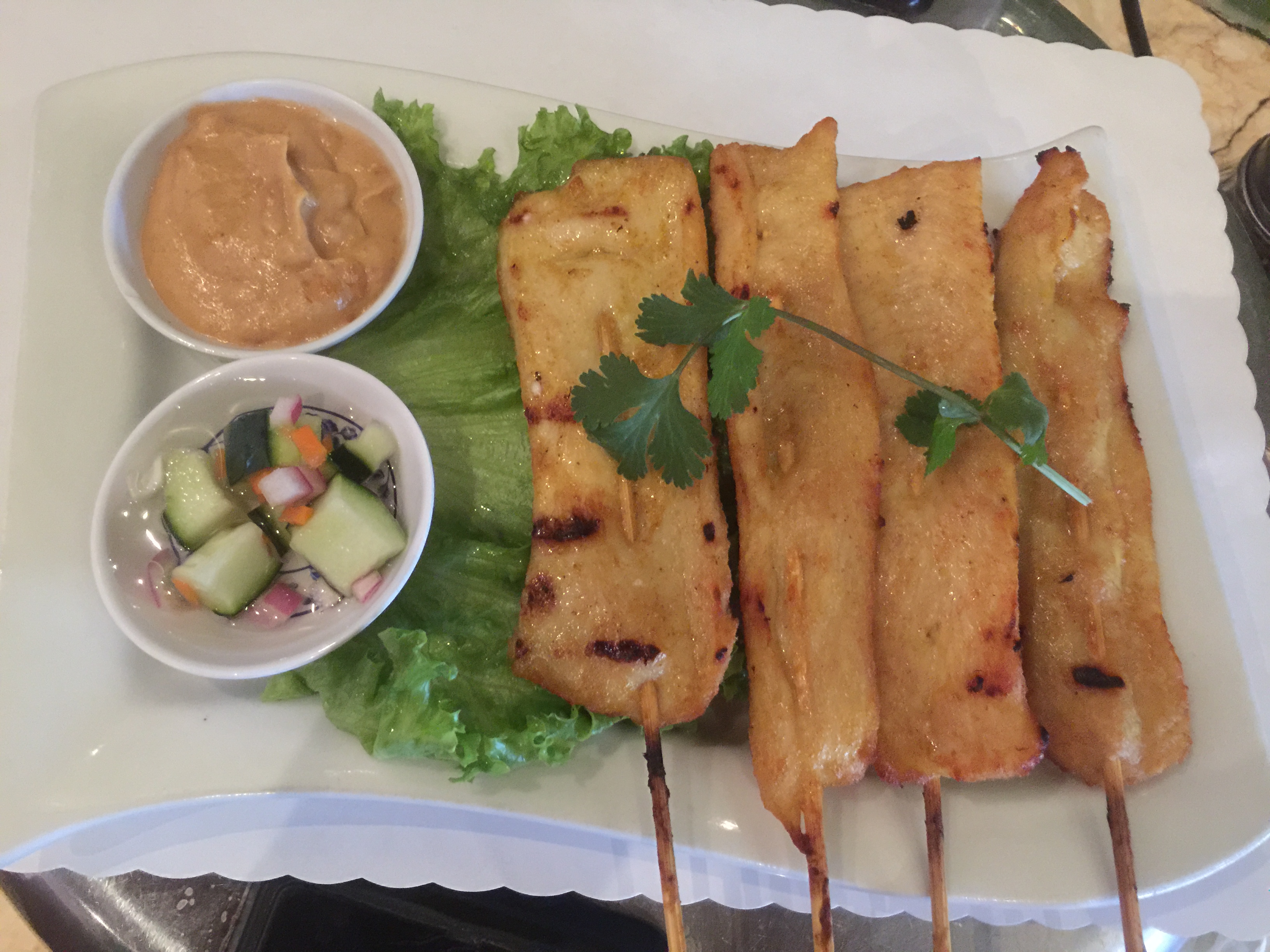 Order 4 Pieces Chicken Satay food online from Lucky Kitchen store, Eastvale on bringmethat.com