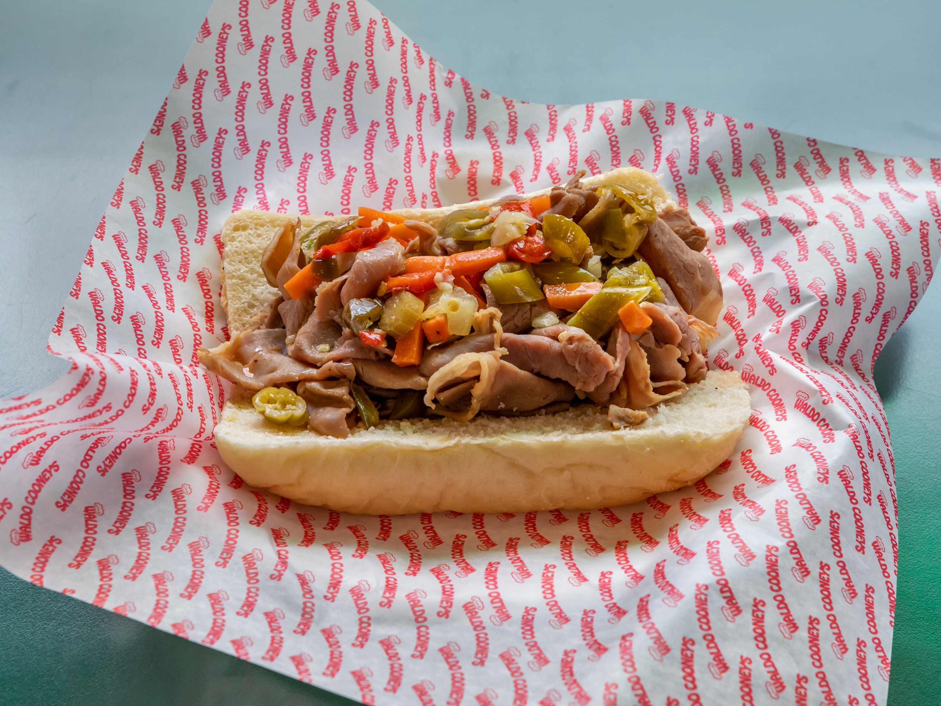 Order Italian Beef Sandwich food online from Waldo Cooney's Pizza store, Worth on bringmethat.com