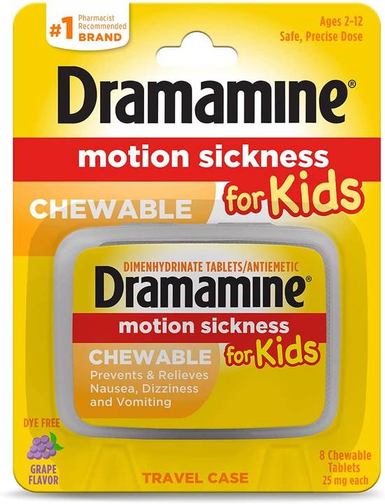 Order Dramamine for Kids Chewable Tablets Grape (8 ct) food online from Rite Aid store, BUTLER on bringmethat.com