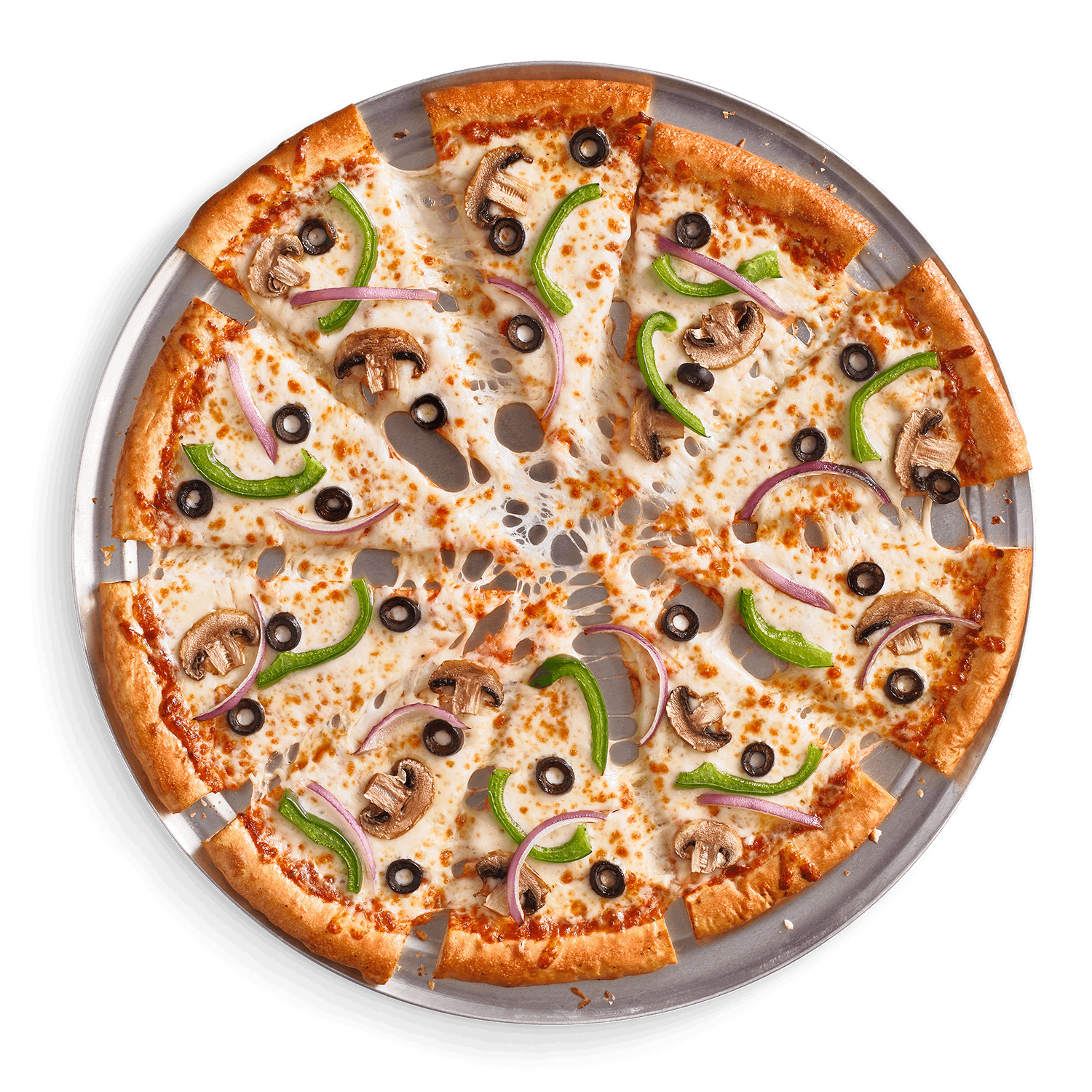 Order Veggie Pizza - Medium (10 Slices) food online from Cicis store, Decatur on bringmethat.com