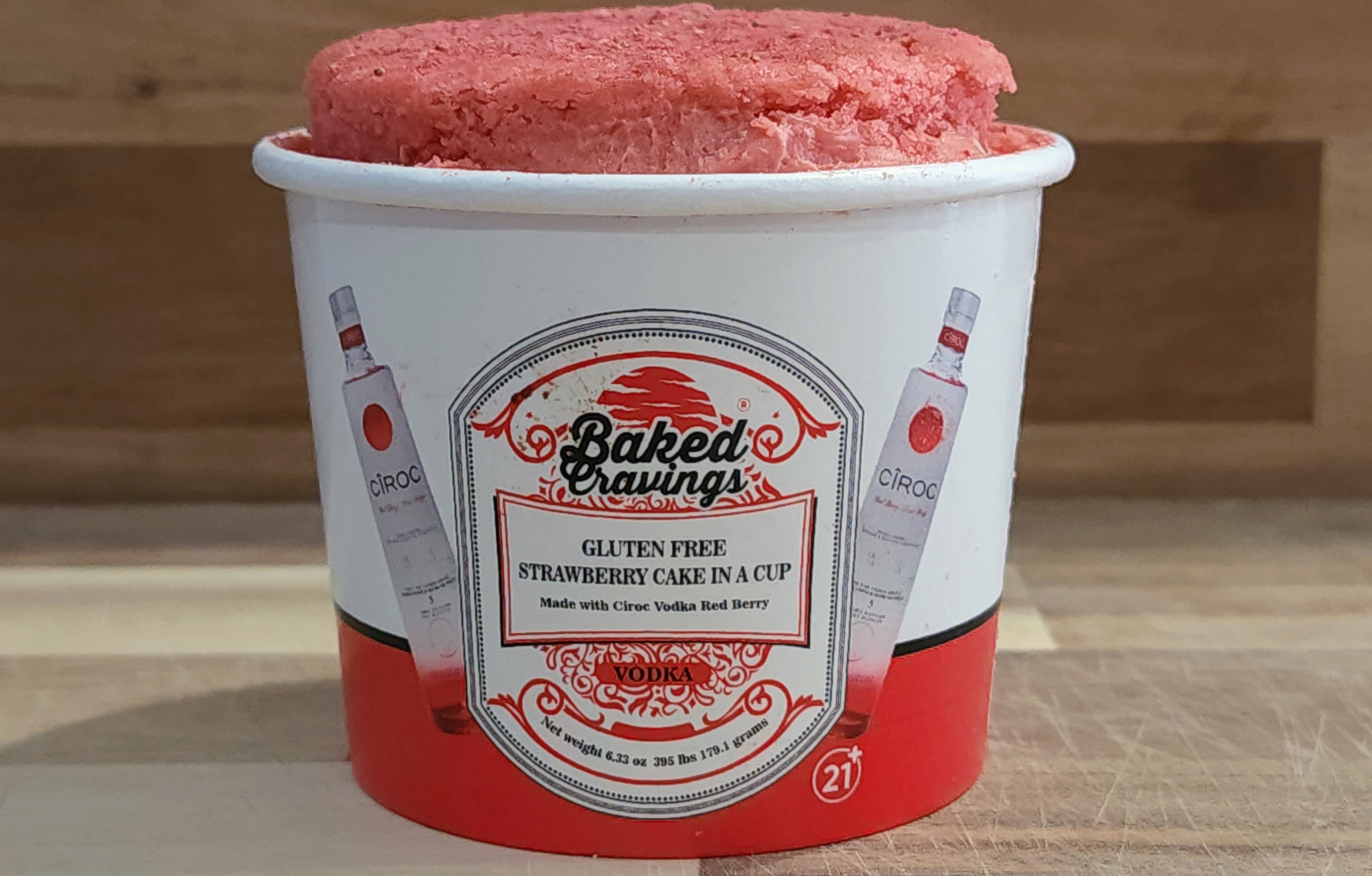 Order Ciroc Strawberry Cake in a Cup Gluten Free 8oz food online from Baked Cravings store, New York on bringmethat.com