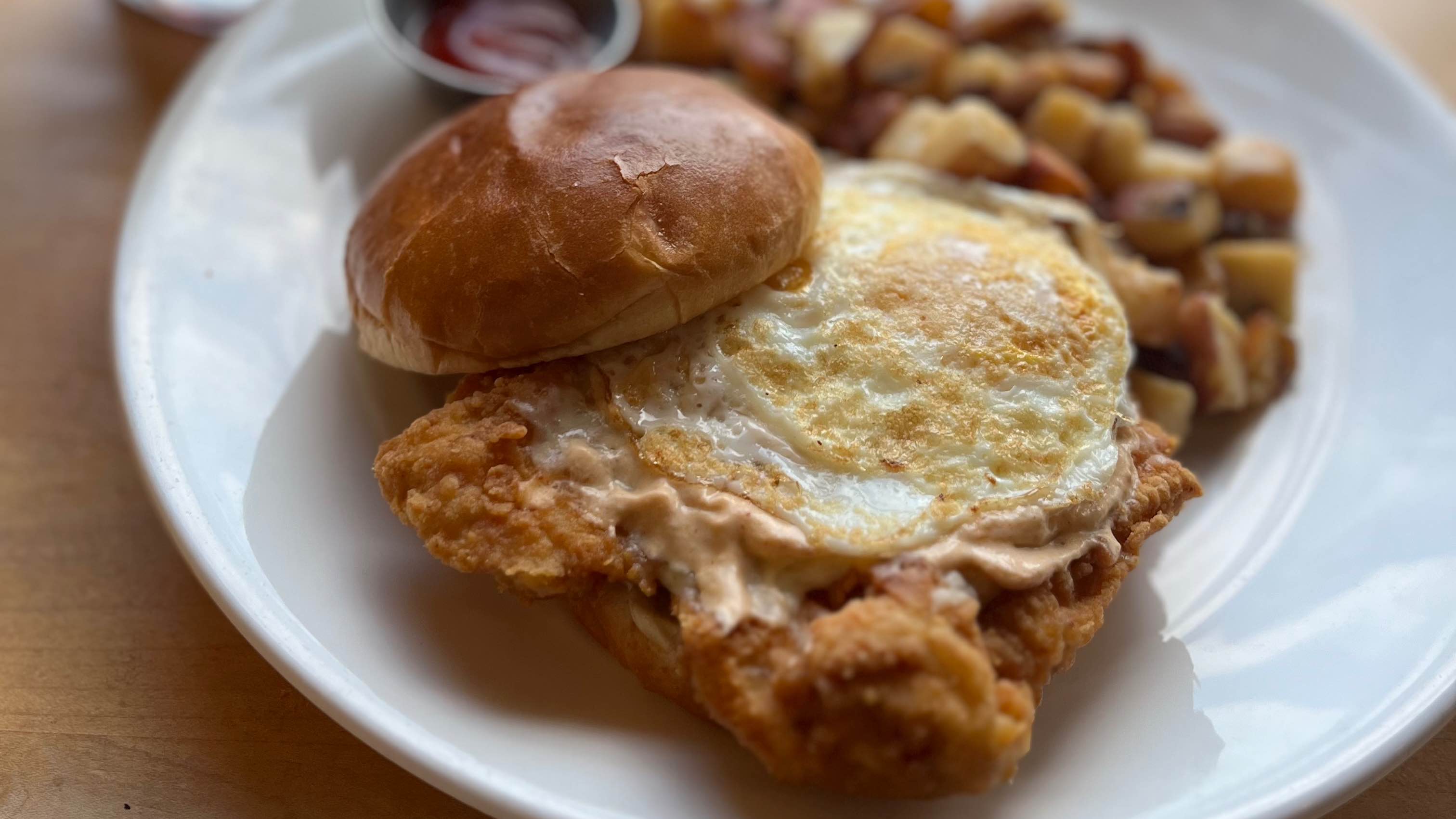 Order The Chicken or the Egg Sandwich food online from Yolk One Arts Plaza store, Dallas on bringmethat.com