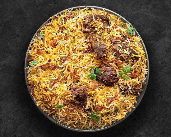 Order Yum Goat Biryani food online from United Kitchens of India store, Voorhees Township on bringmethat.com