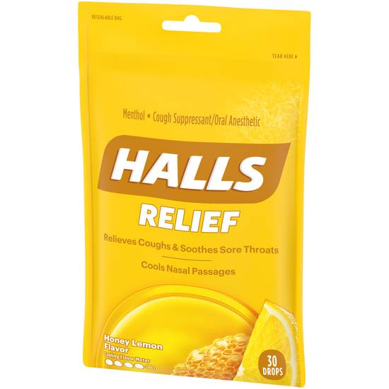 Order Halls Relief Honey Lemon Flavor Cough Drops (30 ct) food online from Rite Aid store, SPOKANE on bringmethat.com