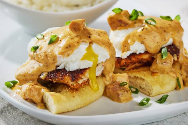 Order Blackened Mahi Benedict food online from Another Broken Egg store, College Station on bringmethat.com
