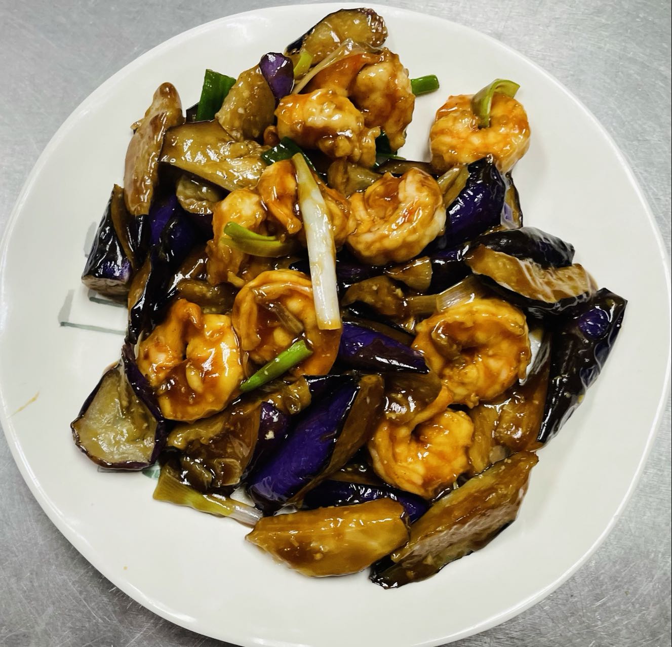 Order SF9. Shrimp with Chinese Eggplant food online from Tea House store, Charlottesville on bringmethat.com