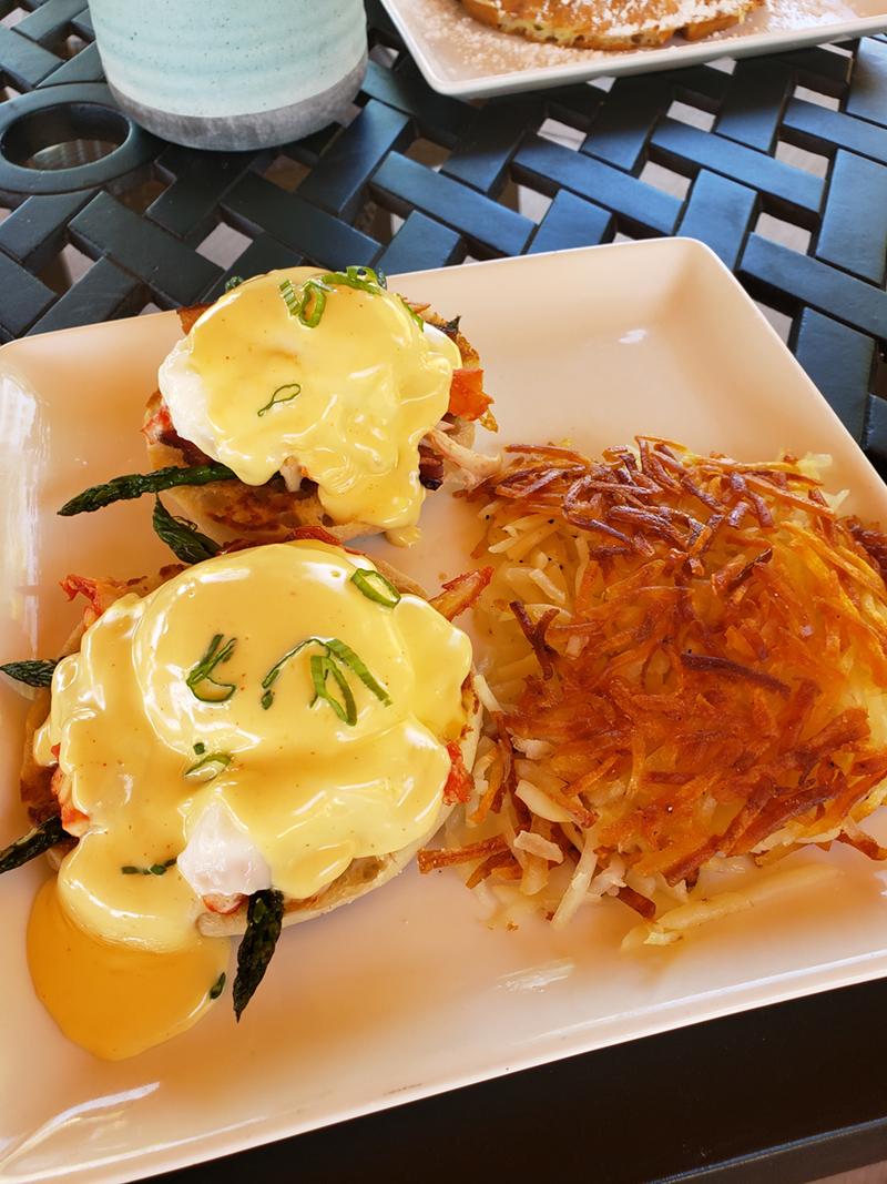 Order The Crabby Dreamer Eggs Benedict food online from Spoons Bistro & Bakery store, Grand Junction on bringmethat.com