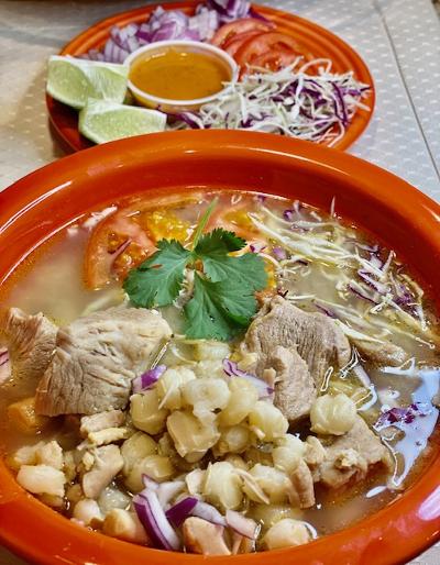 Order Pozole Blanco food online from Xalos Burrito Express store, Anchorage on bringmethat.com