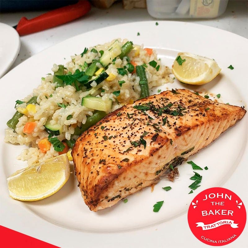 Order Broiled Salmon - 8 oz. food online from John The Baker store, Stamford on bringmethat.com