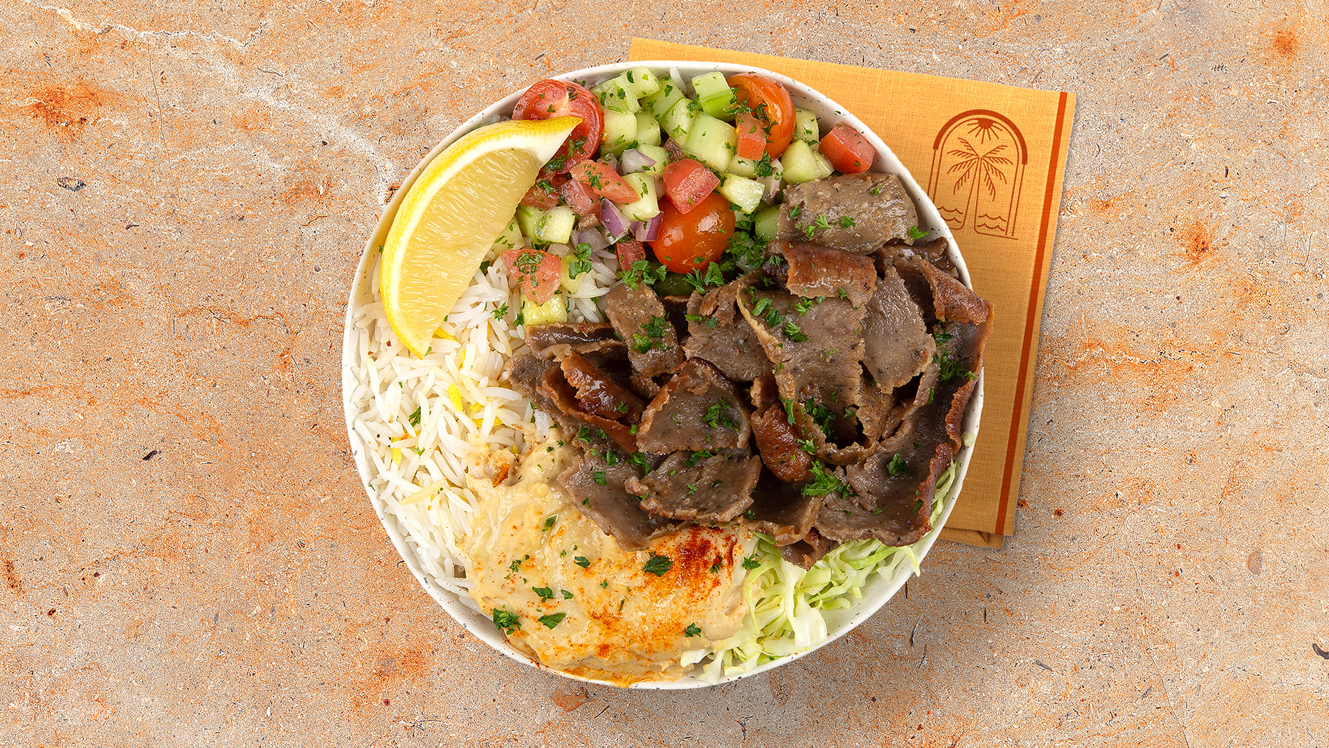 Order Beef and Lamb Gyro Rice Bowl food online from Mediterrania Rice Bowls store, Los Angeles on bringmethat.com