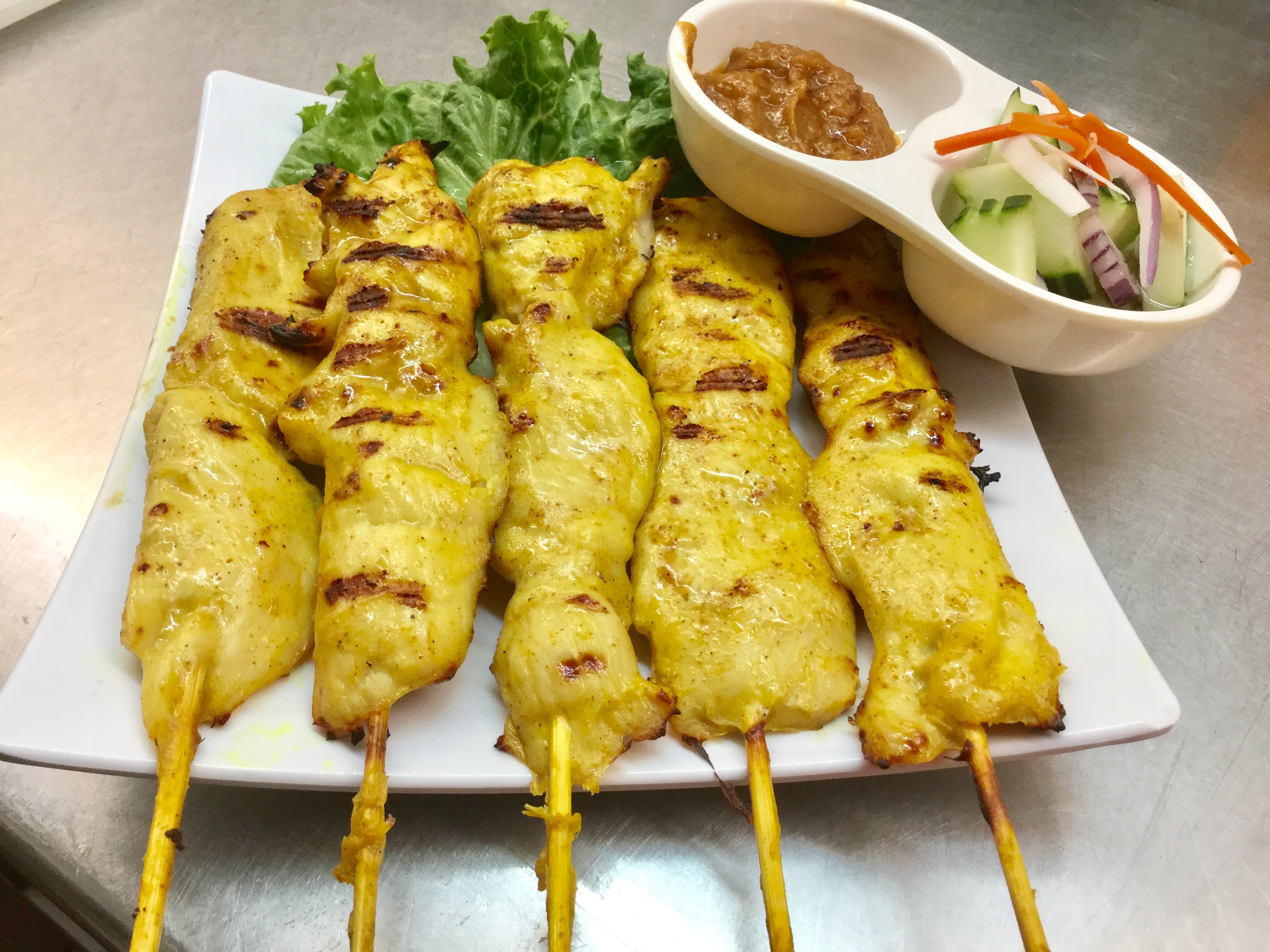 Order 8. Satay Chicken food online from Khun Dang Thai Restaurant store, North Hollywood on bringmethat.com