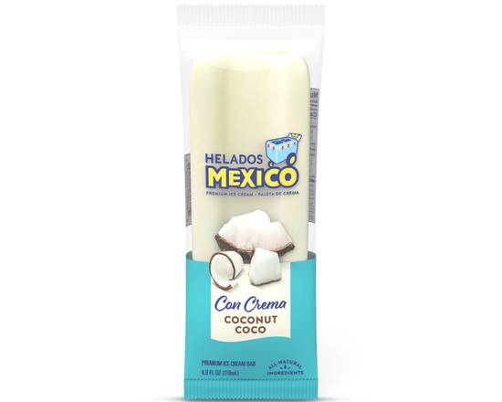 Order Helados Mexico Coconut Premium Ice Cream Bar, 4oz food online from Abc Discount Store store, San Diego on bringmethat.com