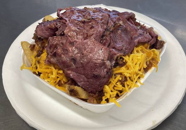 Order Small Chili Cheese Fries w/ Pastrami  food online from Michael's Burgers store, Canoga Park on bringmethat.com
