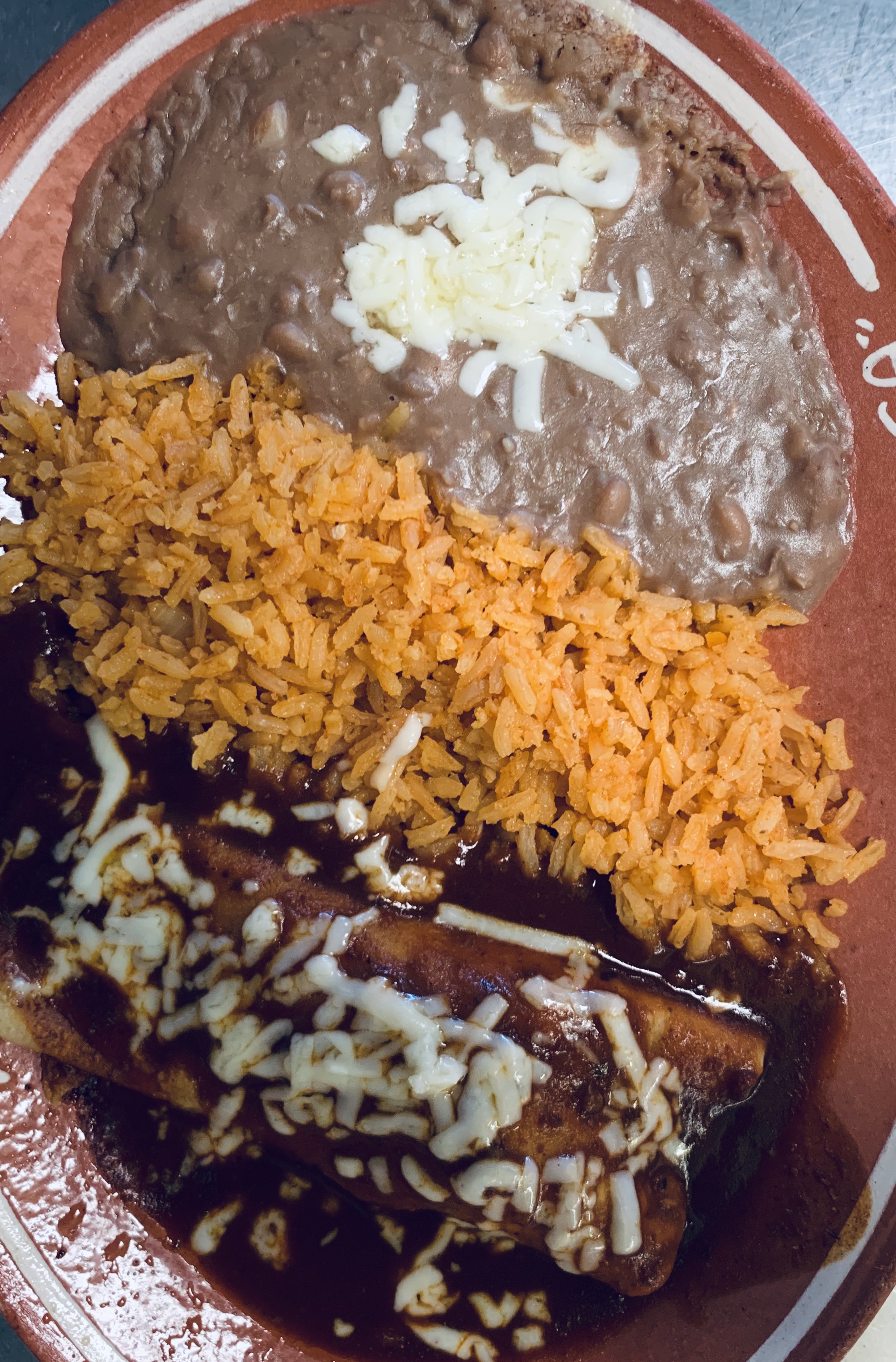 Order 11. One Enchilada Platter food online from Las Cazuelas store, San Jose on bringmethat.com