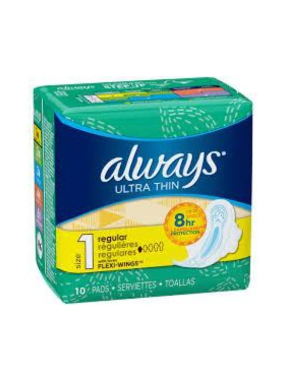 Order Always Ultra Thin Size 1 Regular Pads with Flexi-Wings (10 count) food online from Stock-Up Mart store, Marietta on bringmethat.com