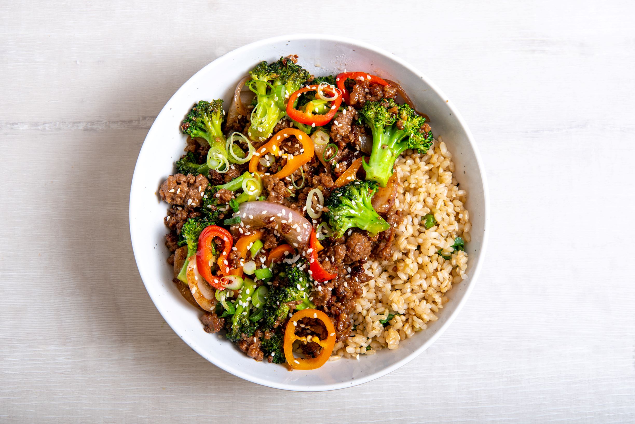 Order Impossible Beef and Broccoli  food online from Ginger Bowls (Healthy Asian Bowls - Tempe) store, Tempe on bringmethat.com
