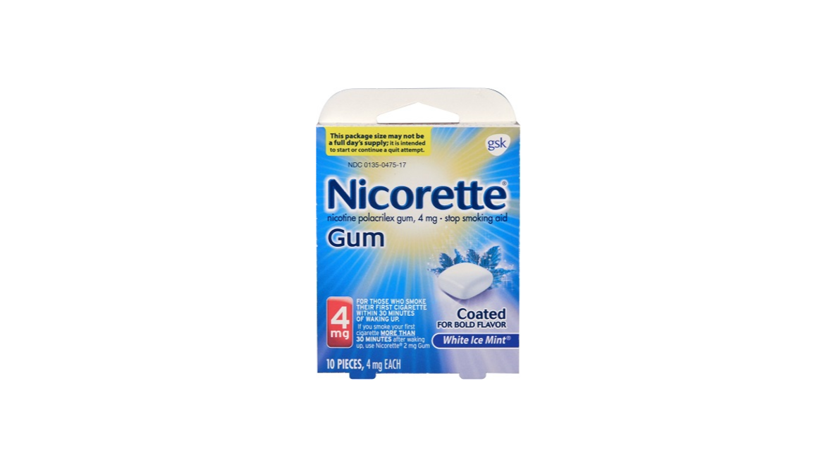 Order Nicorette White Ice Mint 4 mg 10 ct food online from Rebel store, Las Vegas on bringmethat.com