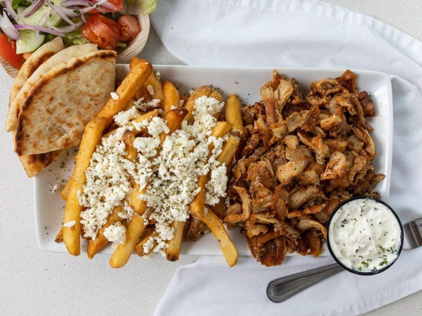 Order Hand Stacked Chicken Gyro (Platter) food online from Meat The Greek store, Eastchester on bringmethat.com