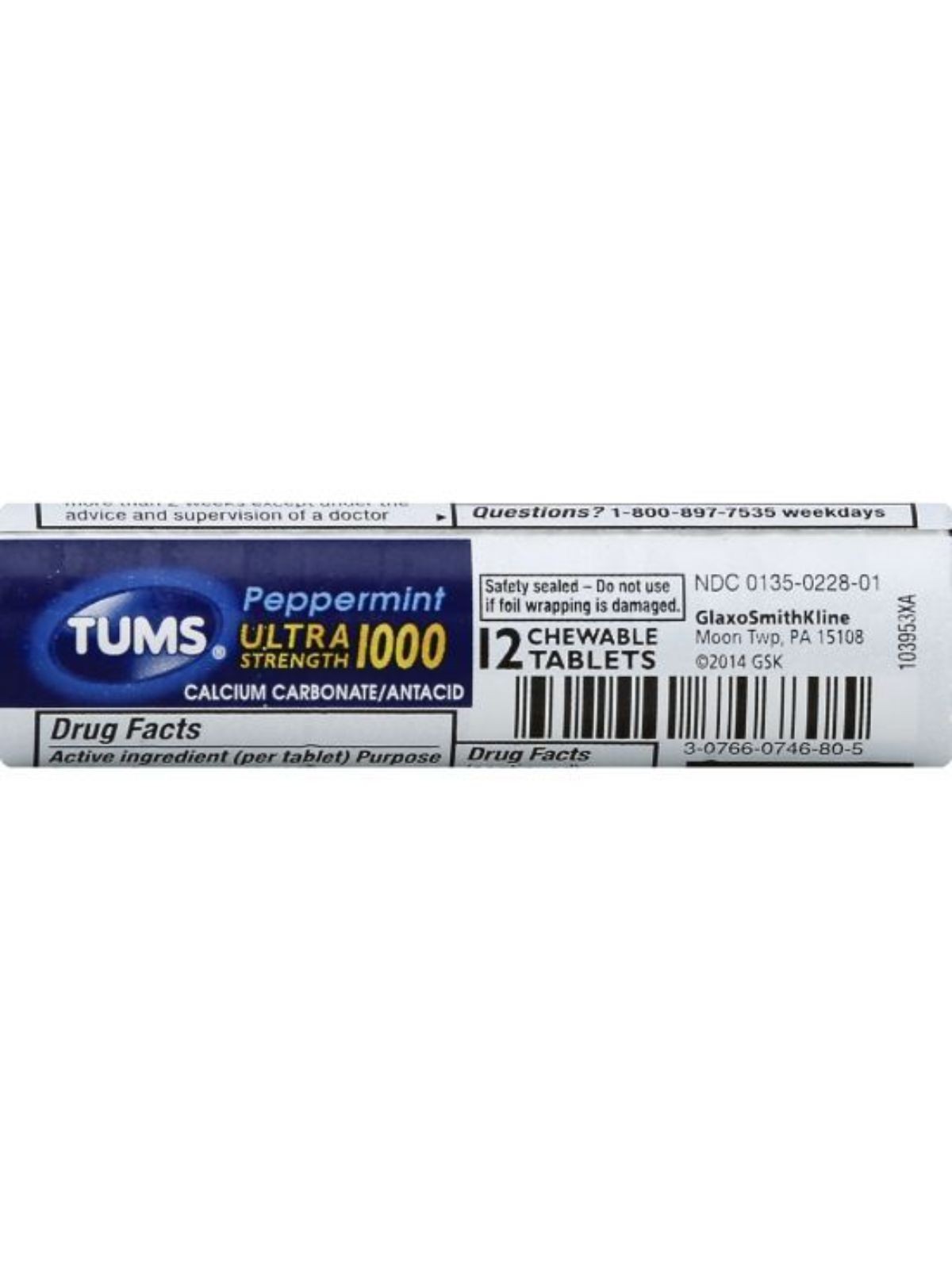 Order Tums Ultra Peppermint Roll (12 Count) food online from Stock-Up Mart store, Marietta on bringmethat.com