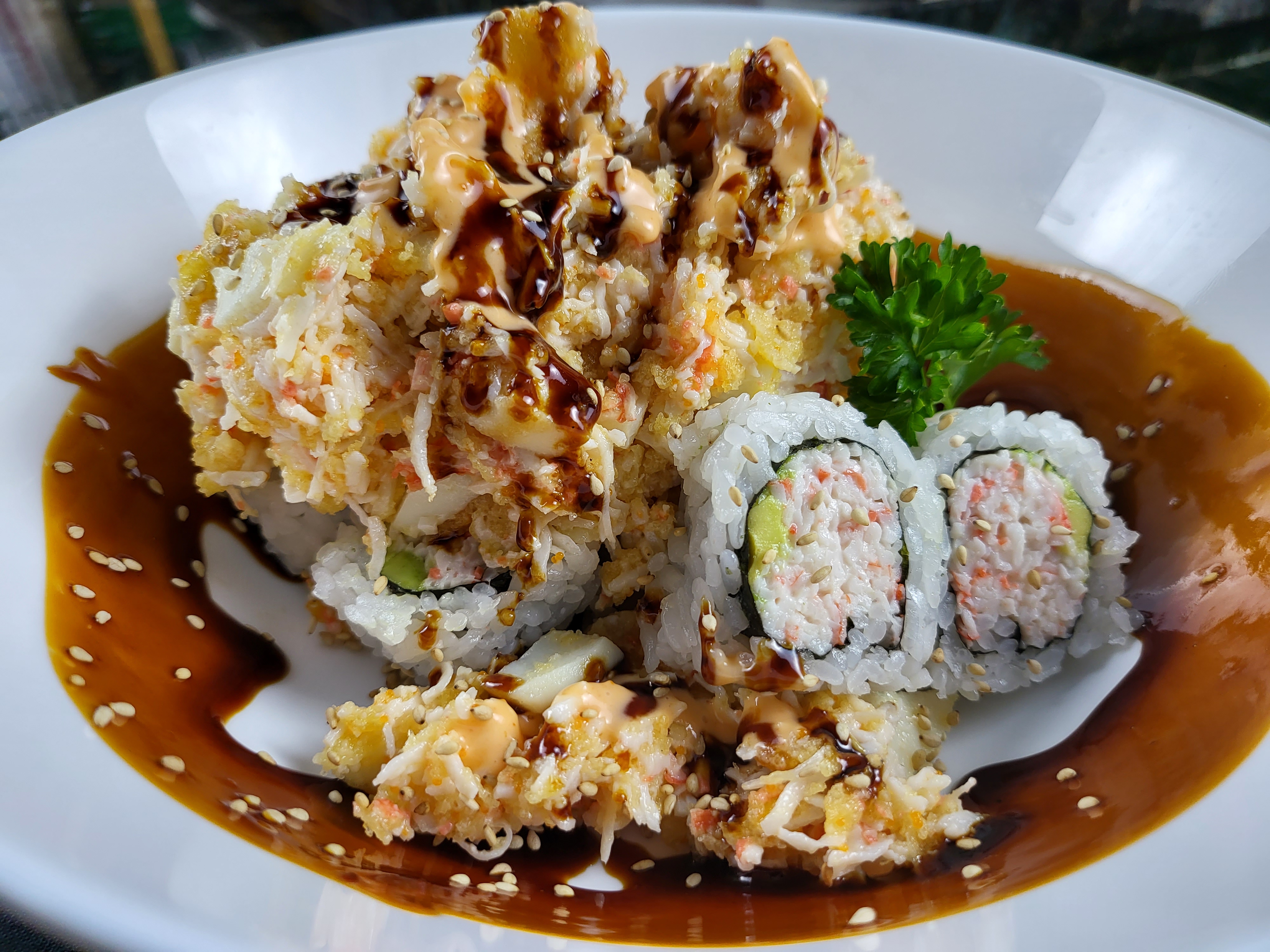 Order Texas Cowboy Roll food online from Kaze Sushi & Hibachi store, Mesquite on bringmethat.com