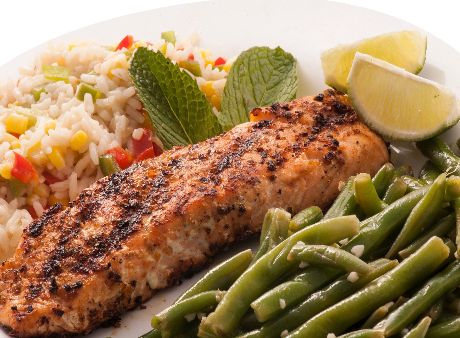 Order Grilled Mojito Salmon - Entree food online from Town Pub store, Bloomfield on bringmethat.com