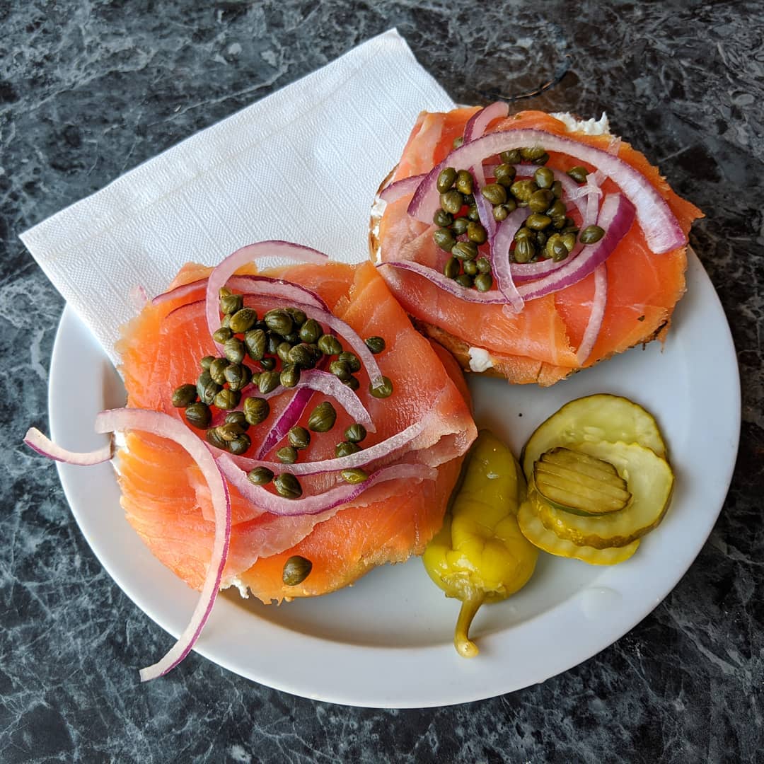 Order Bagel with Lox food online from Caffe Chiave store, Oakland on bringmethat.com
