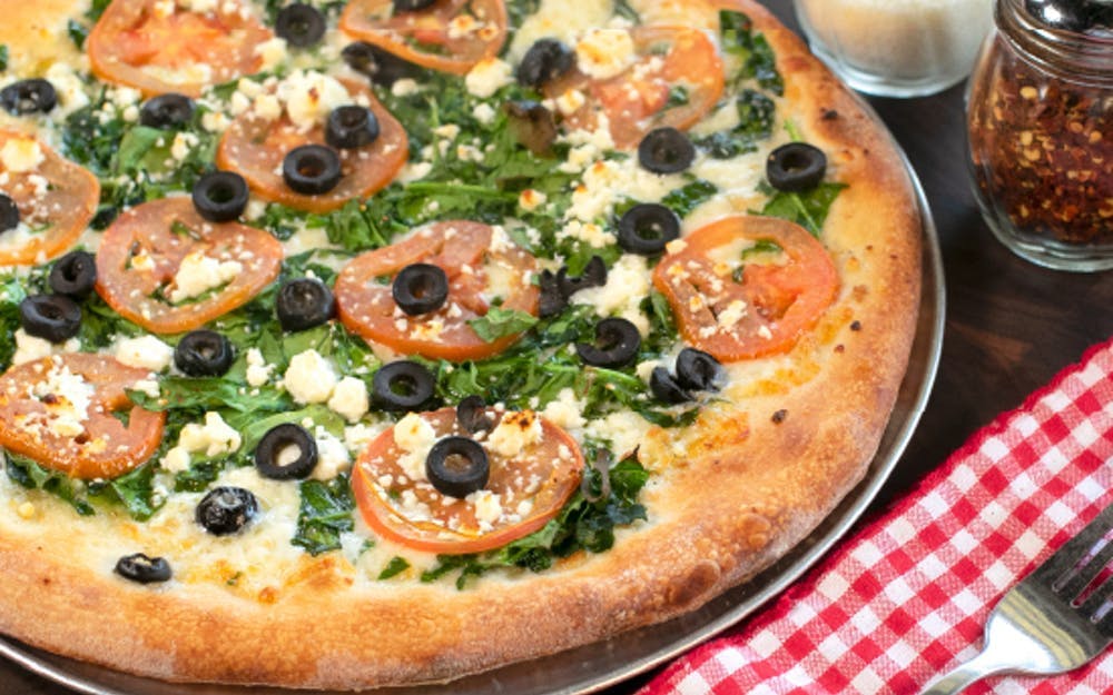 Order Mediterranean Pizza - Medium 12" food online from New York Pizzeria store, Houston on bringmethat.com