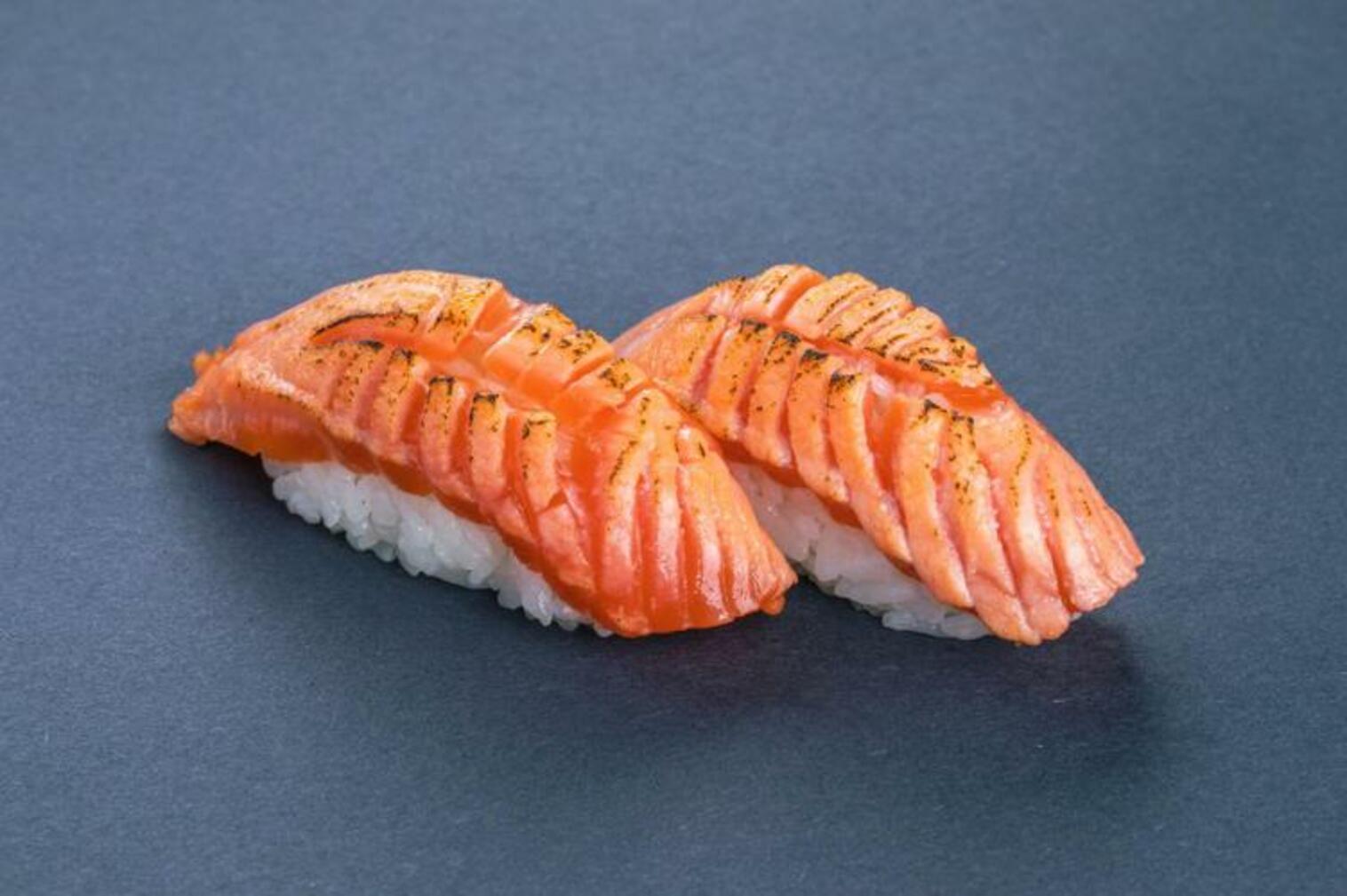 Order (b017) Aburi Salmon Sushi food online from Sushi Stop store, Los Angeles on bringmethat.com