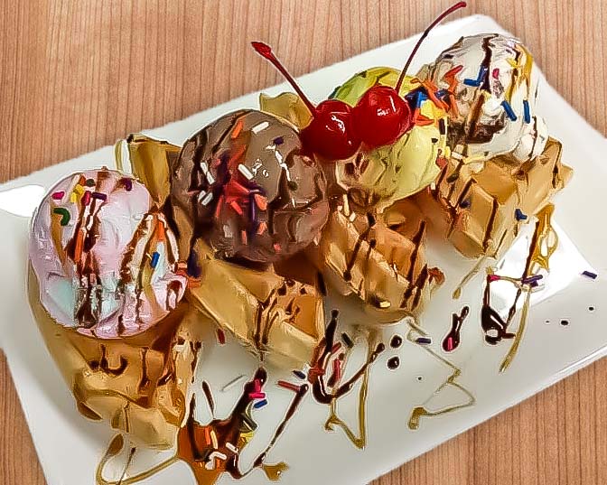Order Waffle Sundae food online from Dreams Ice Cream Factory store, Glenside on bringmethat.com