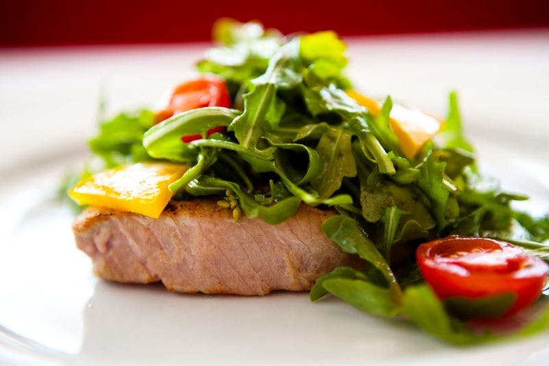 Order Grilled Sashimi Grade Tuna - Entree food online from Arturo Boada Cuisine store, Houston on bringmethat.com