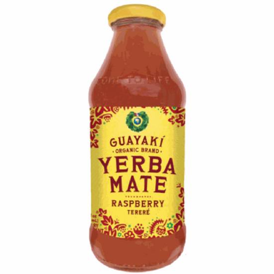 Order Guayaki Yerba Mate Raspberry - Glass Bottle food online from IV Deli Mart store, Goleta on bringmethat.com