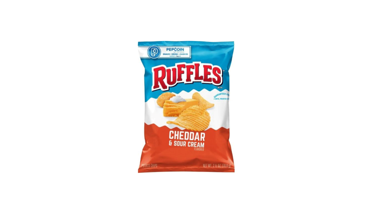 Order Ruffles Cheddar & Sour Cream 2.5 oz food online from Cafe Verdi Rebel store, Las Vegas on bringmethat.com