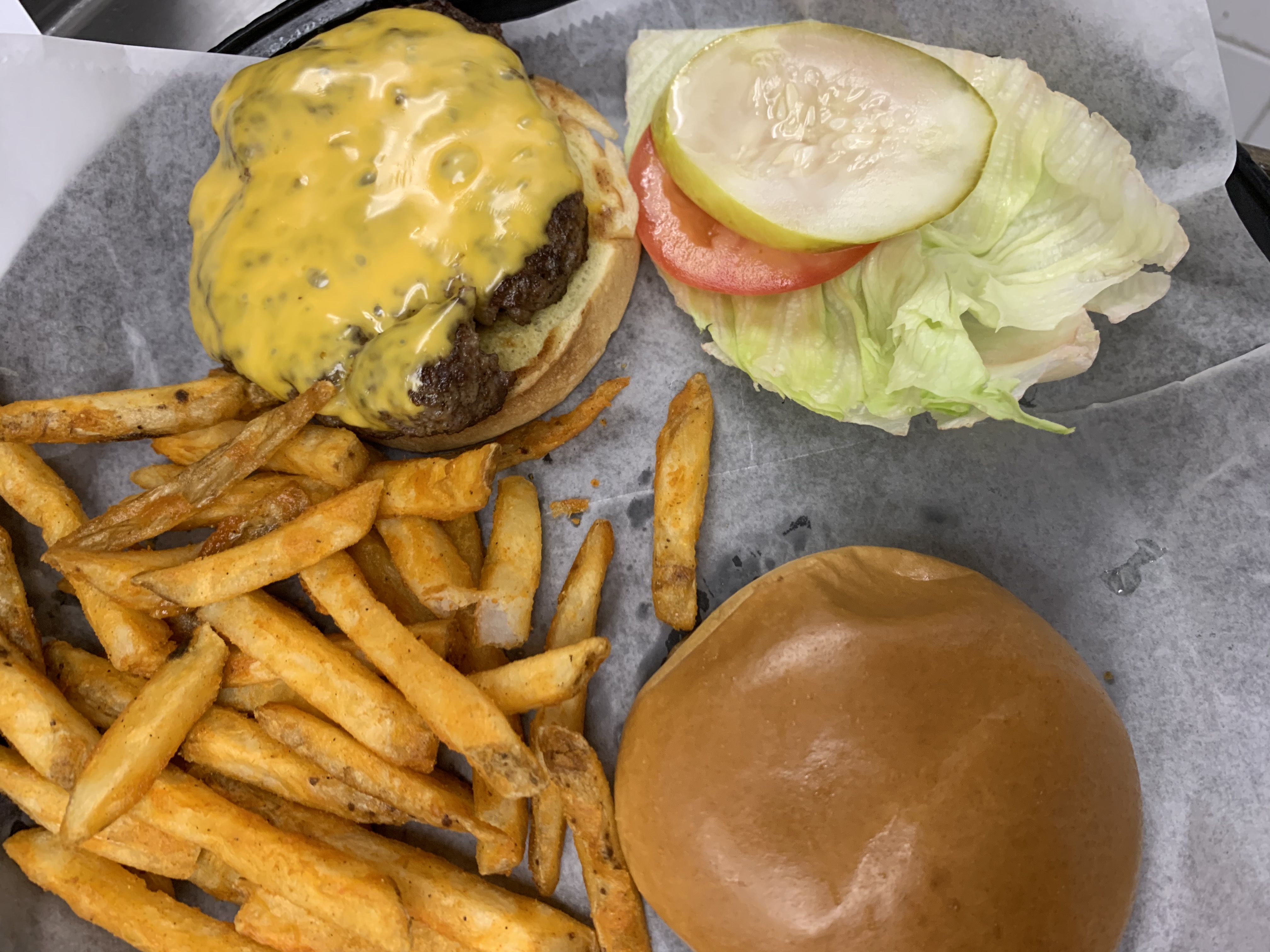 Order Cheeseburger food online from 1st Place Sports Bar store, Hoffman Estates on bringmethat.com