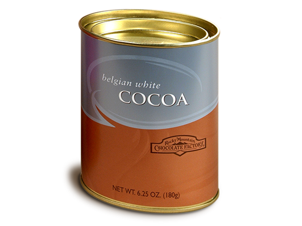 Order Belgian White Cocoa Tin food online from Rocky Mountain Chocolate Factory store, Boulder on bringmethat.com