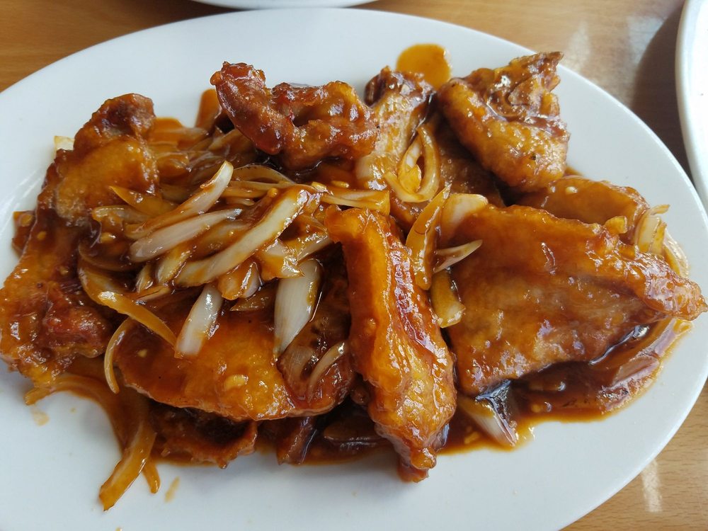 Order Pork Chop in Peking Sauce food online from Lotus Garden Restaurant store, San Diego on bringmethat.com