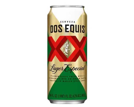 Order Dos Equis Lager Especial, 24oz can beer (4.2% ABV) food online from Tenderloin Liquor store, San Francisco on bringmethat.com