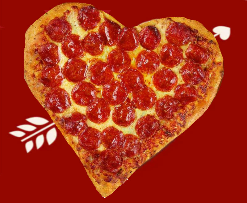 Order One Heart Shape Medium 1 Topping Pizza for $8.99 and arrives unsliced.  food online from Mega Pizza store, Raleigh on bringmethat.com