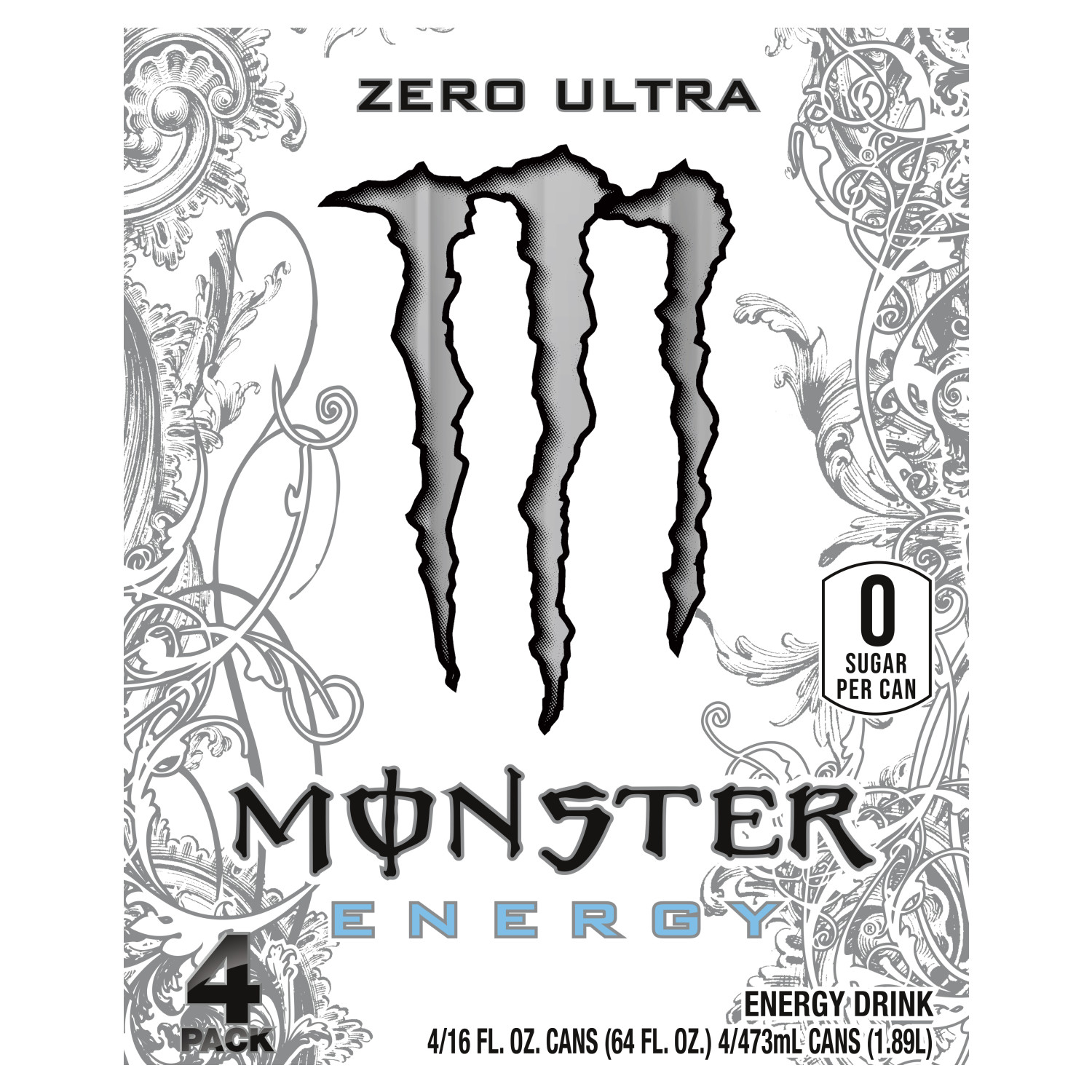 Order Monster Energy Zero Ultra, 16 fl oz, 4 Count food online from Rite Aid store, MILLER PLACE on bringmethat.com
