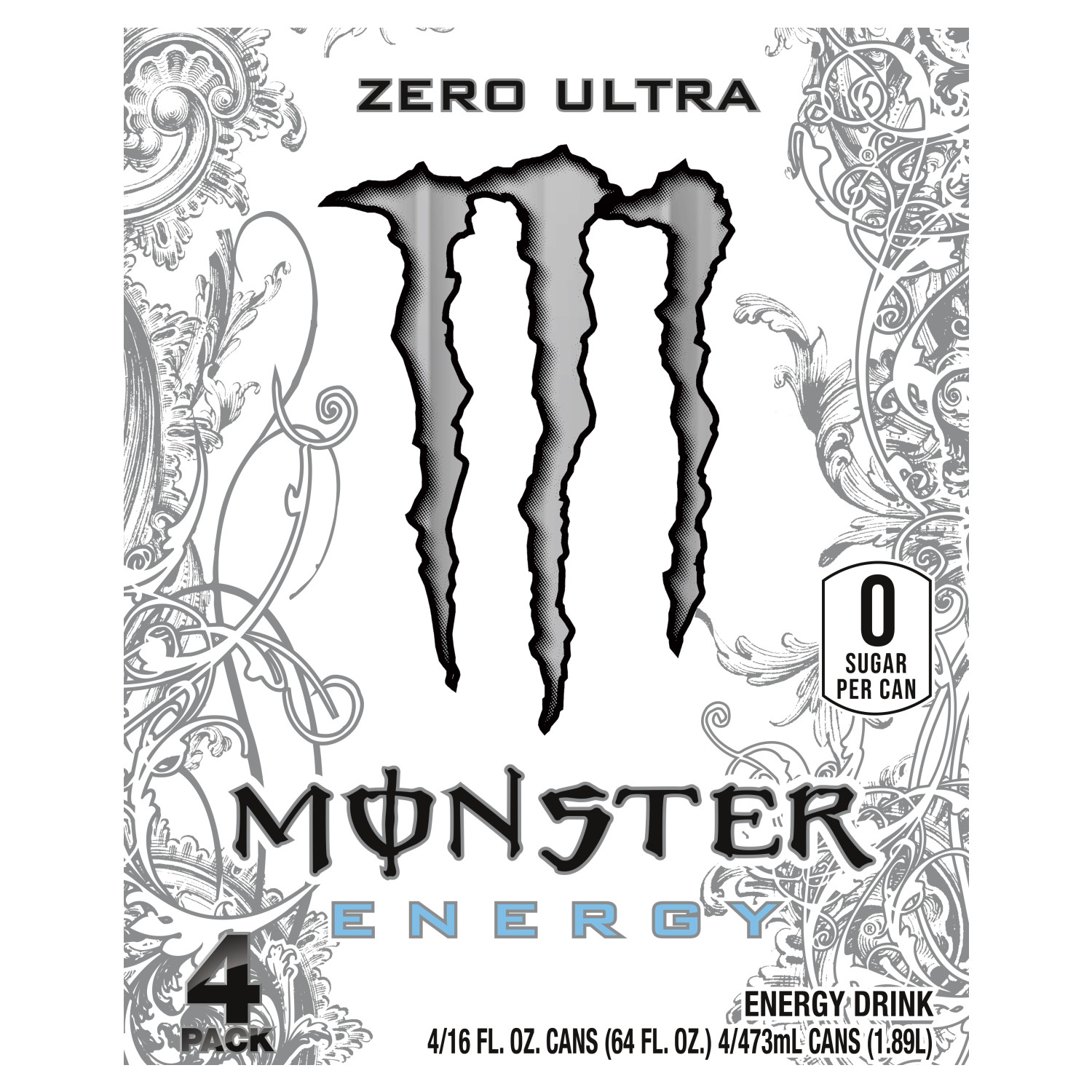 Order Monster Energy Zero Ultra, 16 fl oz, 4 Count food online from Rite Aid store, REEDLEY on bringmethat.com