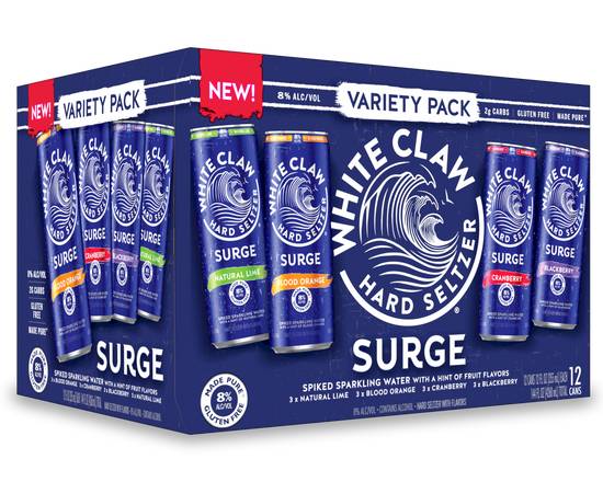 Order White Claw Surge Variety Pack 12 Pack food online from Chevron Extramile store, Elk Grove on bringmethat.com